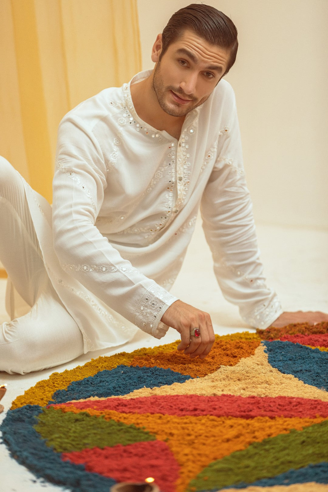 Off White Cotton Silk Kurta Pajama