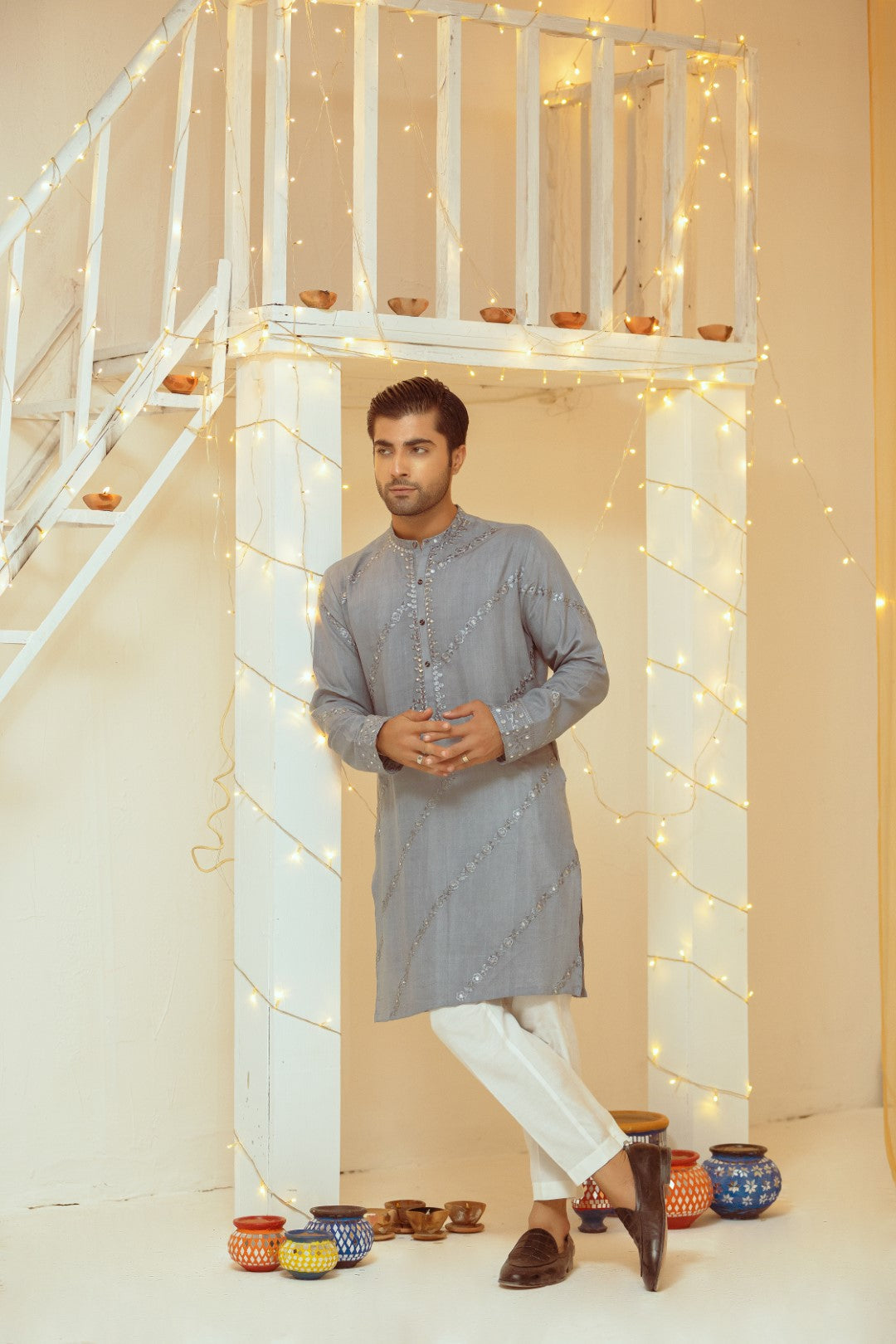 Grey Cotton Kurta Pajama