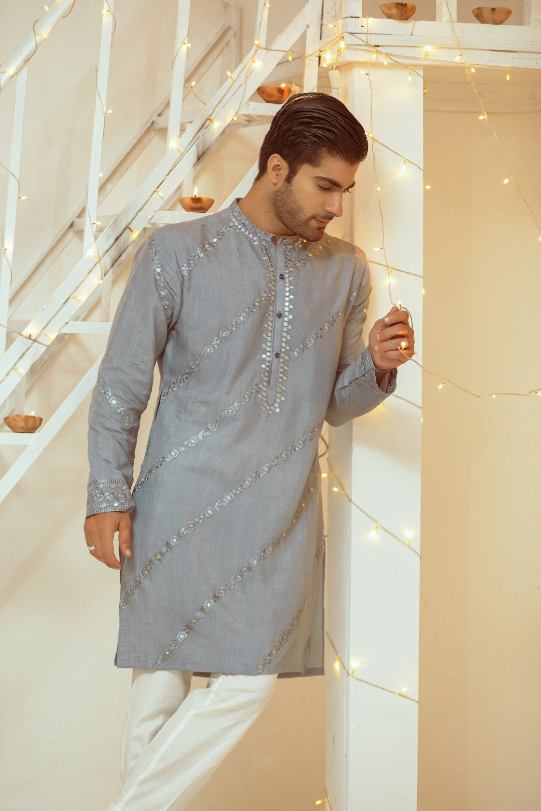 Grey Cotton Kurta Pajama