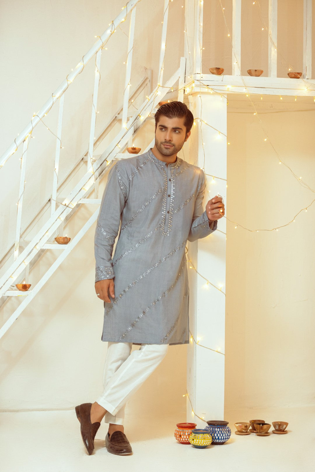 Grey Cotton Kurta Pajama