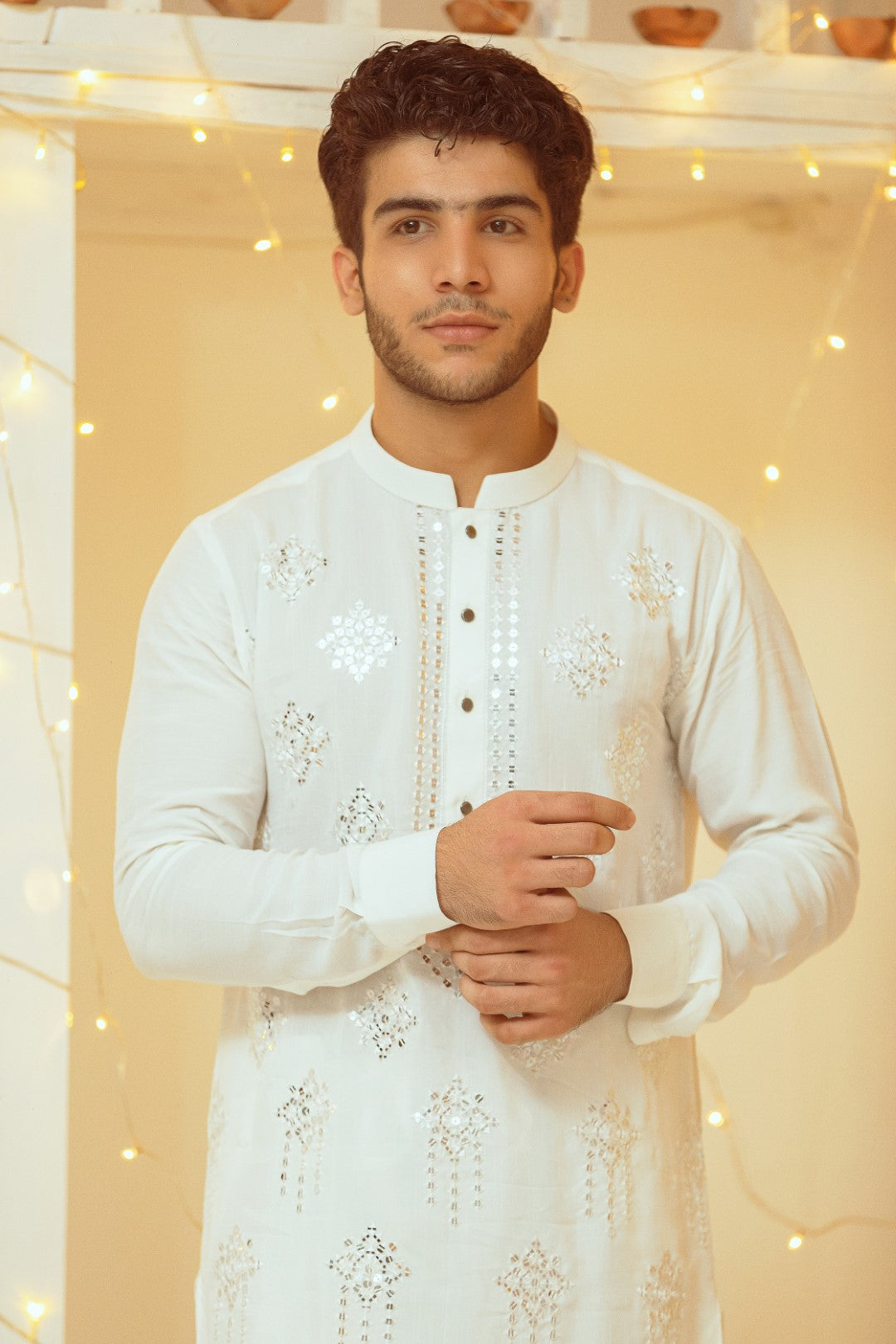 Off White Cotton Kurta Pajama