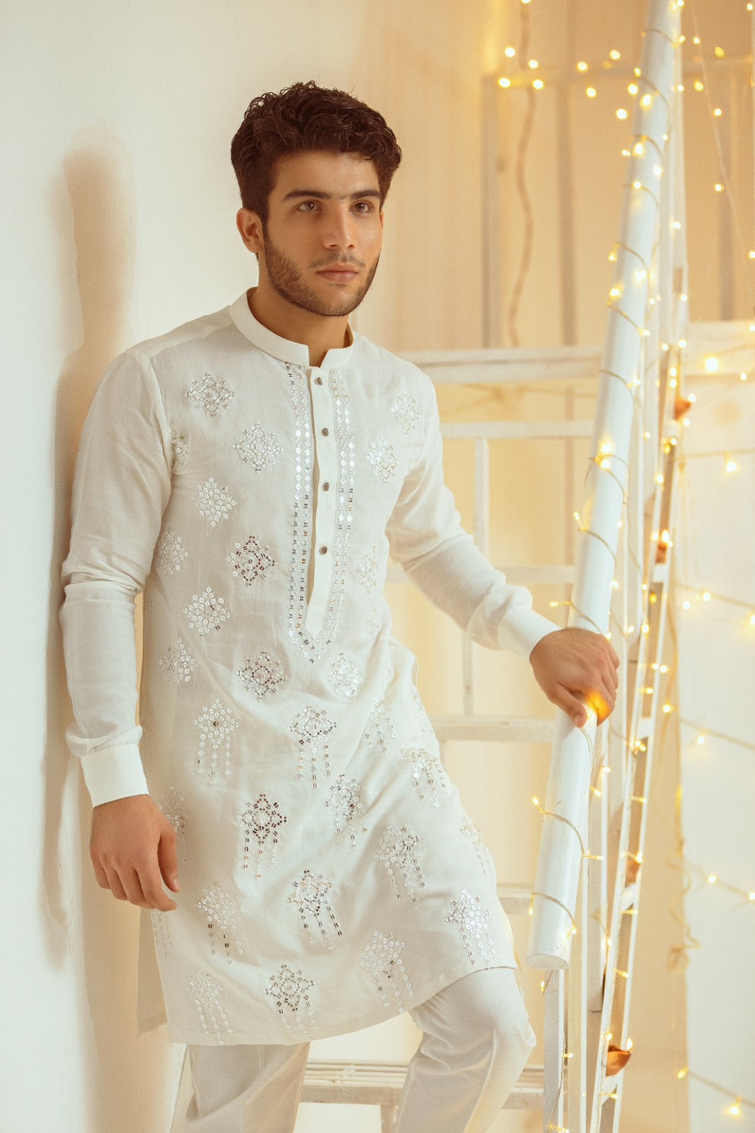 Off White Cotton Kurta Pajama