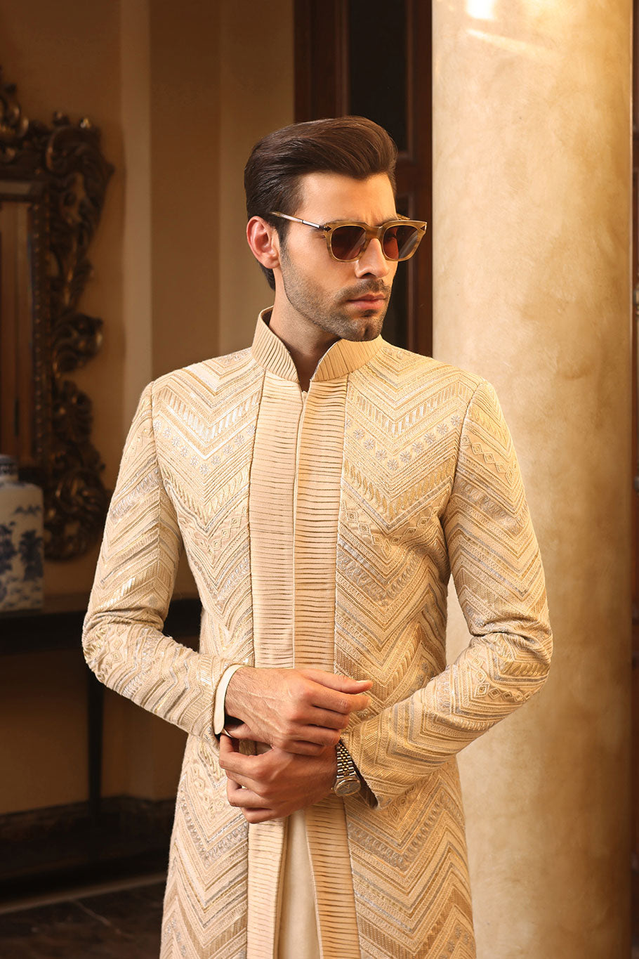 Vertical patterned Sherwani