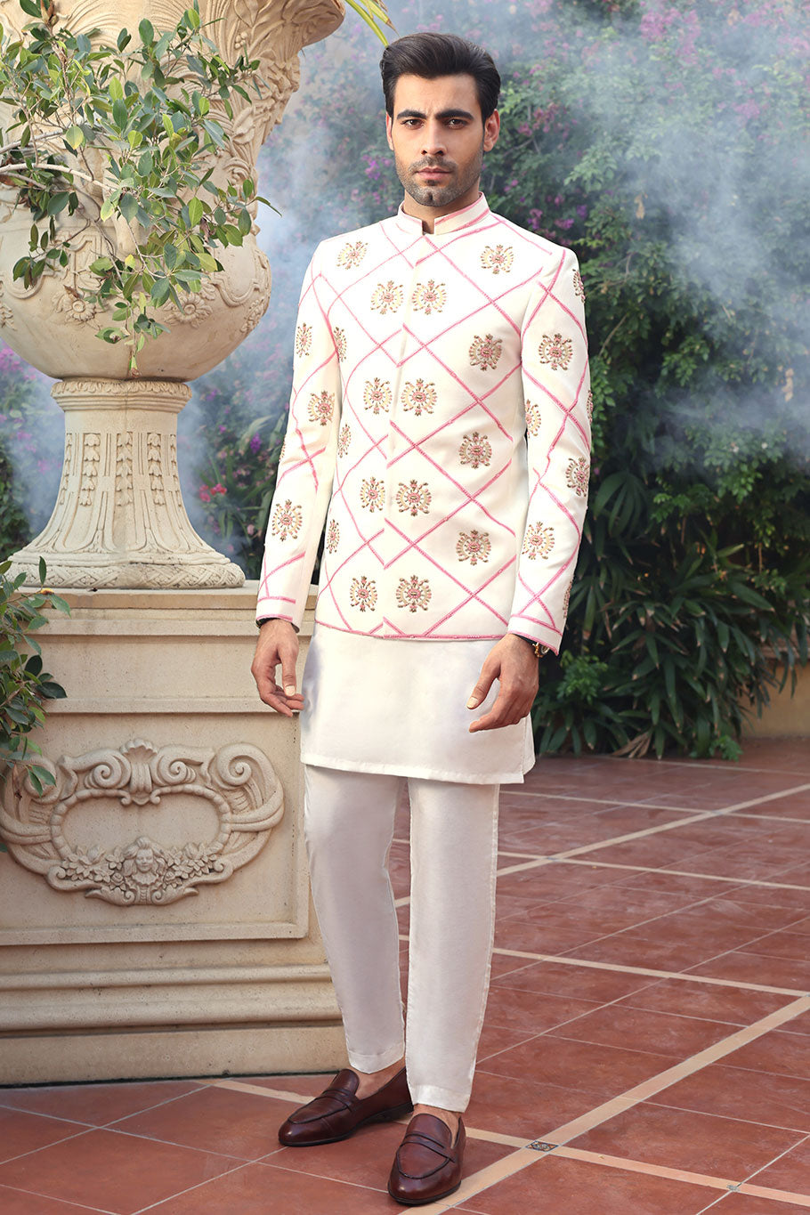 Off white and Pink Prince Coat