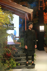 Black Suiting Sherwani