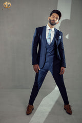 Navy Blue Texture Suit