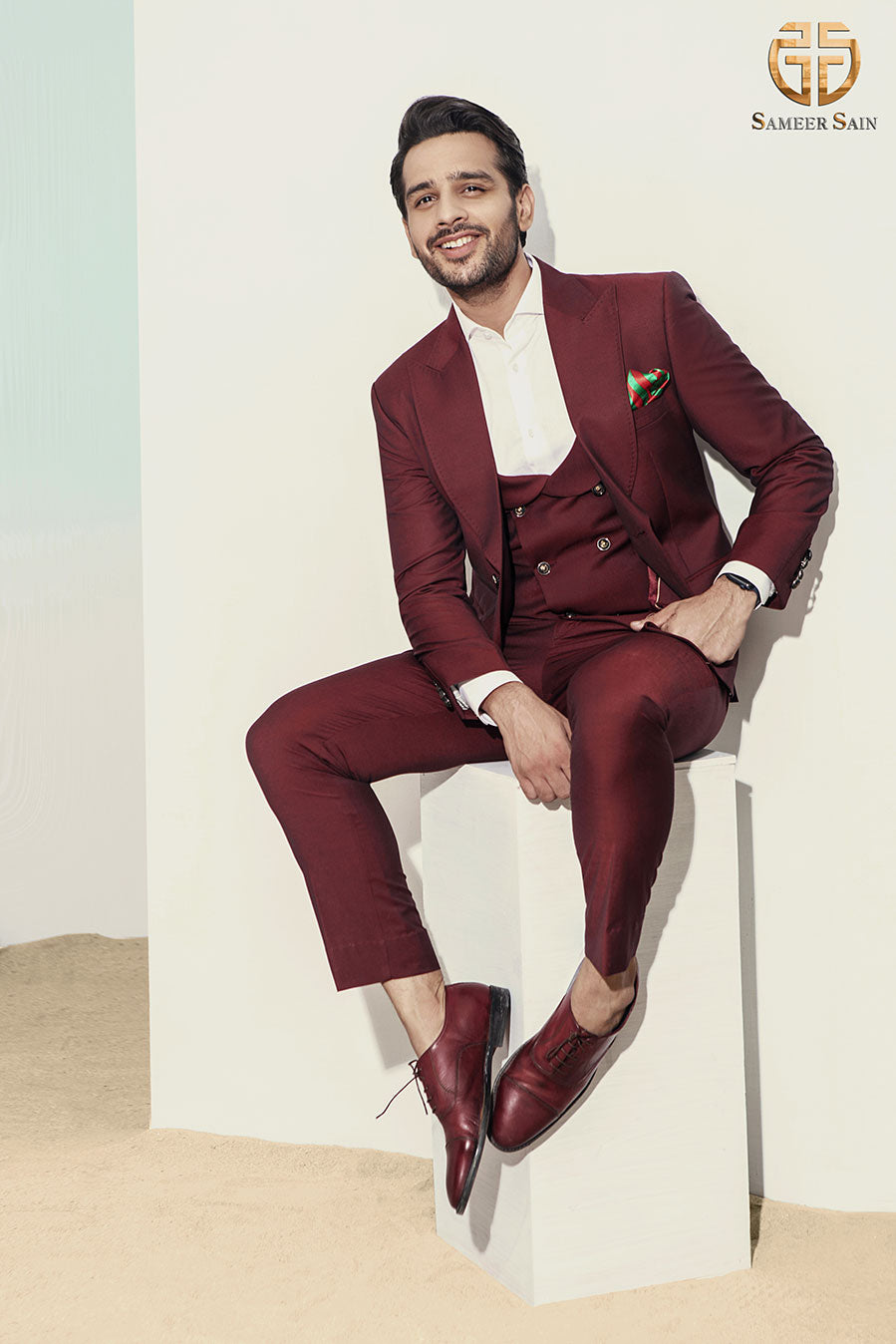 Red Wine Party Wear Suit