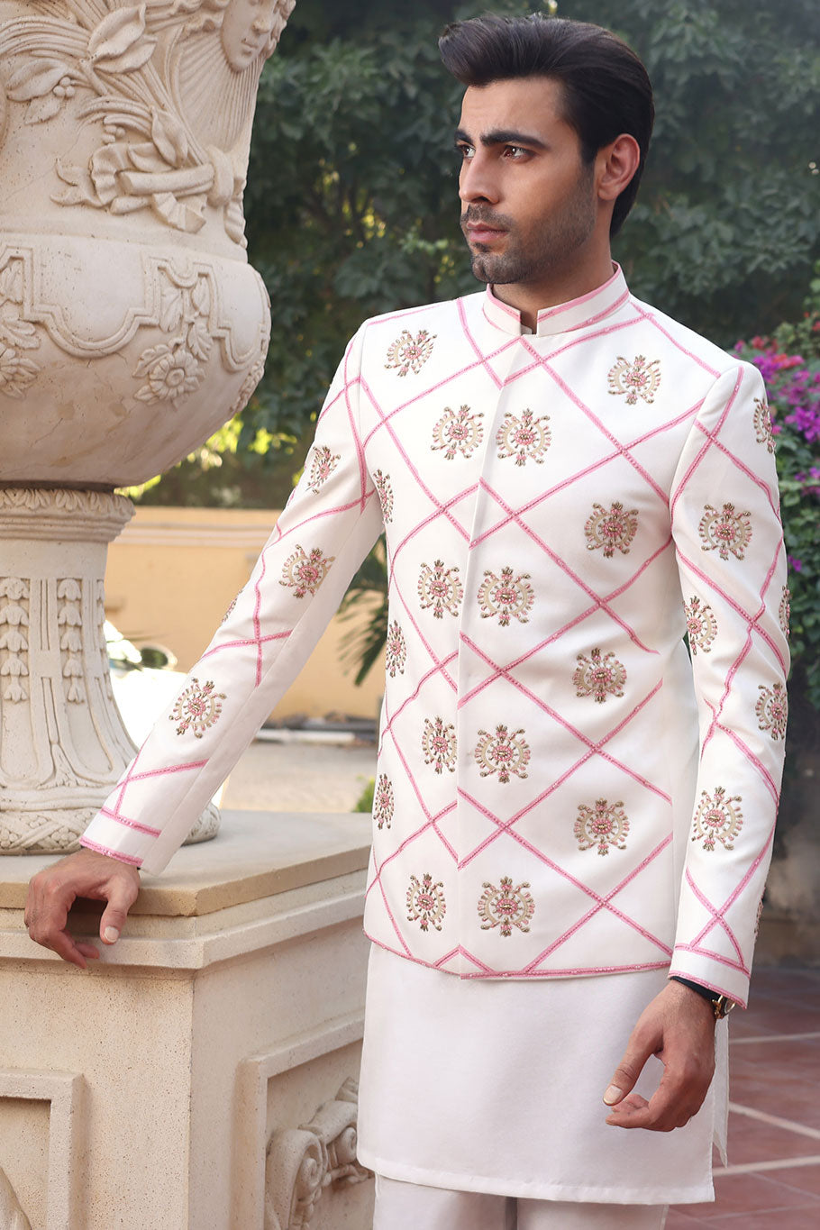 Off white and Pink Prince Coat