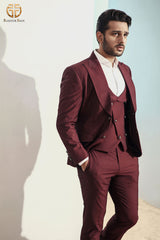 Red Wine Party Wear Suit