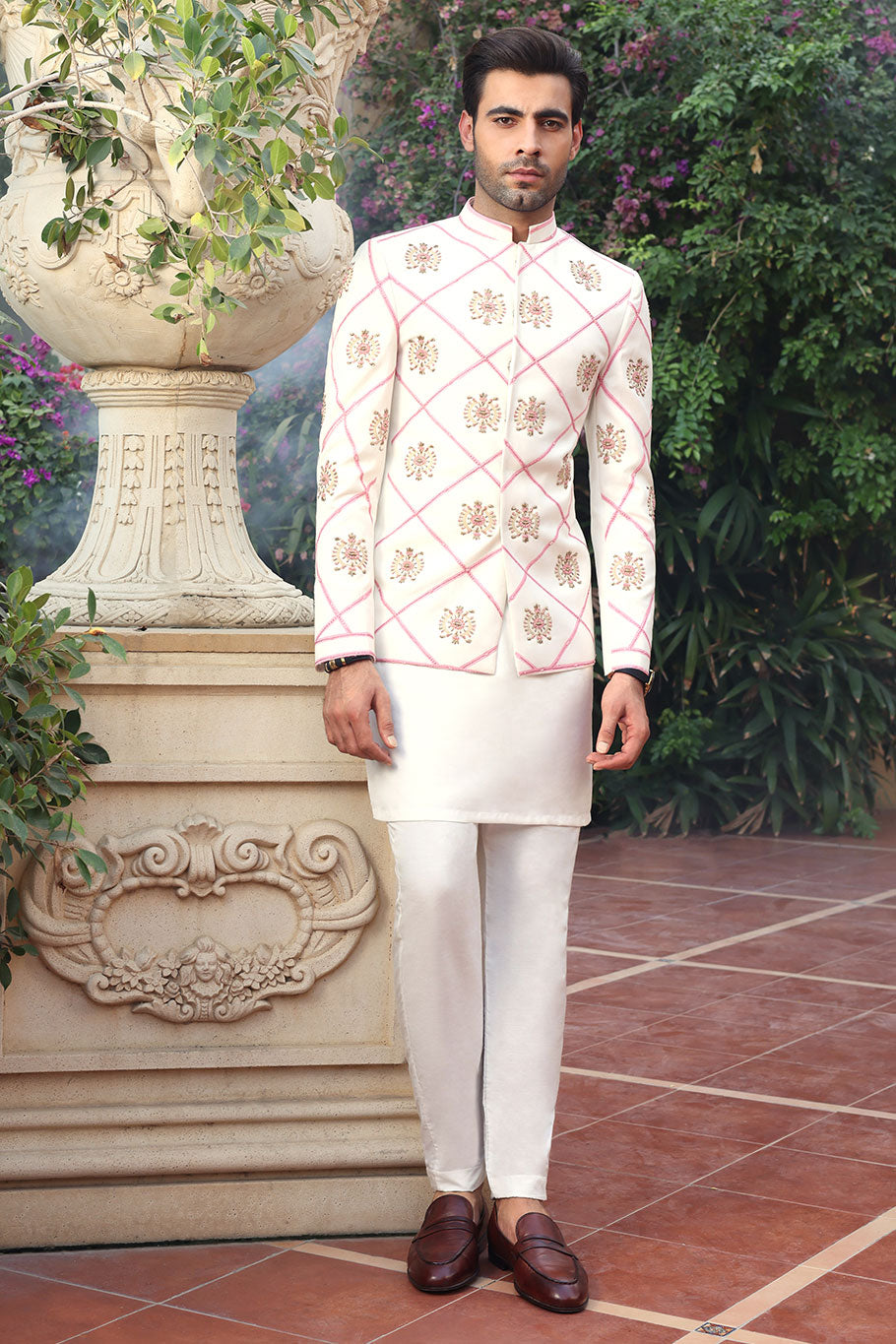 Off white and Pink Prince Coat