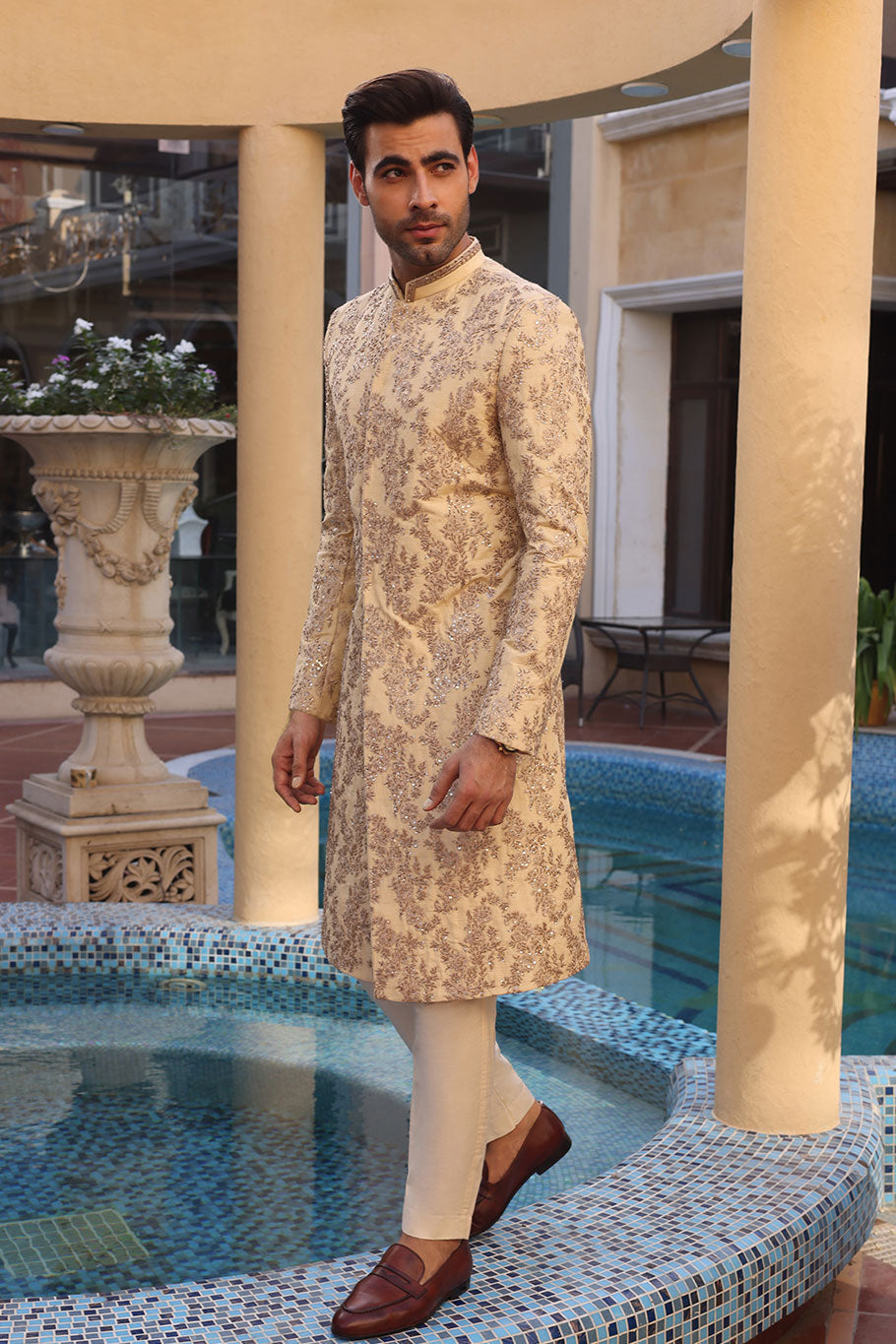 Beige Sherwani