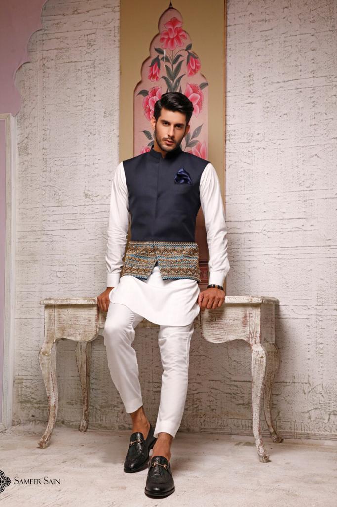 Black Waistcoat with Print Art