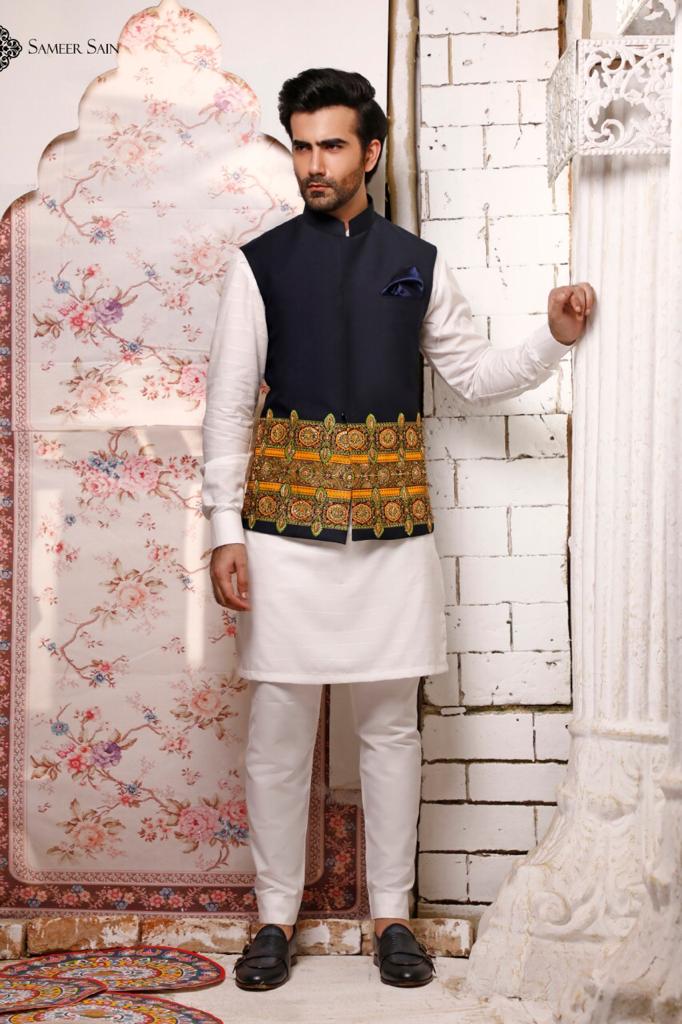 Black Waistcoat with Gold Print Art