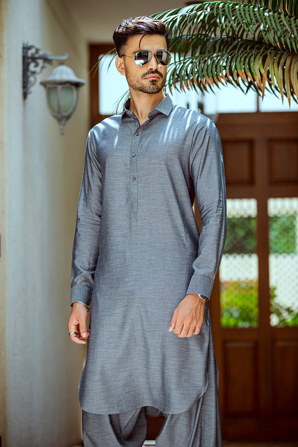 Grey pure cotton shalwar Kameez