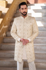 Round Off white sherwani