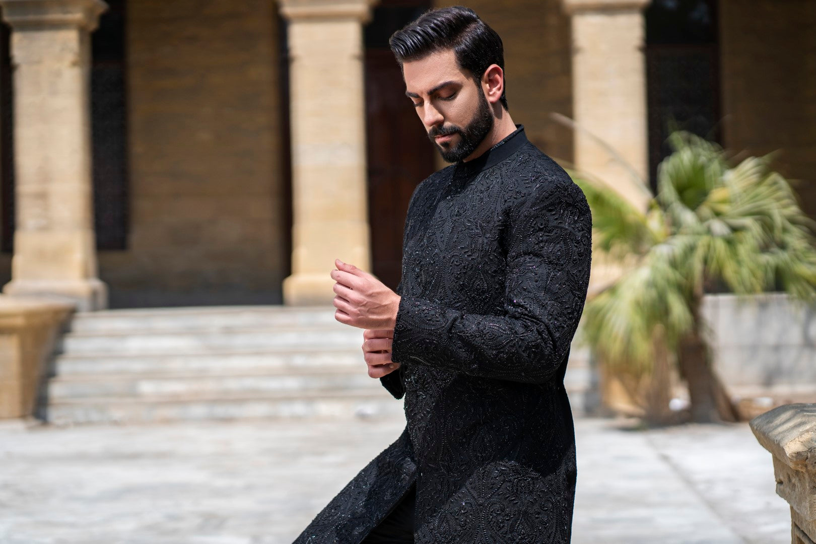 Black mughal Sherwani.