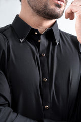 Black shalwar kameez with collar tips