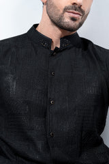 Black patch work open cut Kurta And Trouser