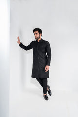 Black patch work embroidered Kurta And Trouser