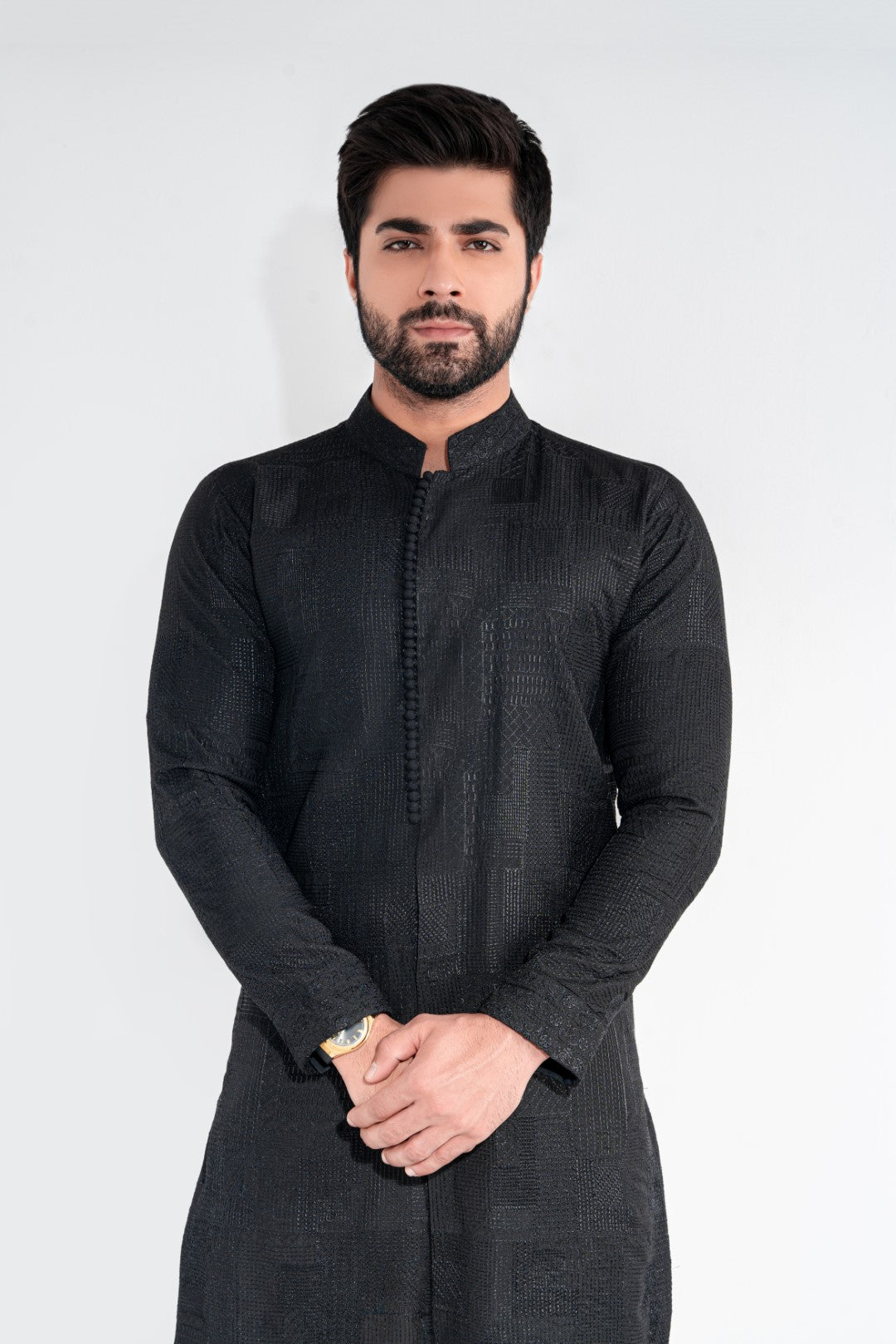 Black patch work embroidered Kurta And Trouser – Sameer Sain