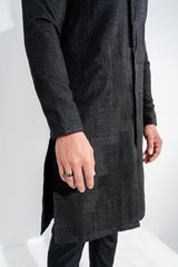 Black patch work embroidered Kurta And Trouser