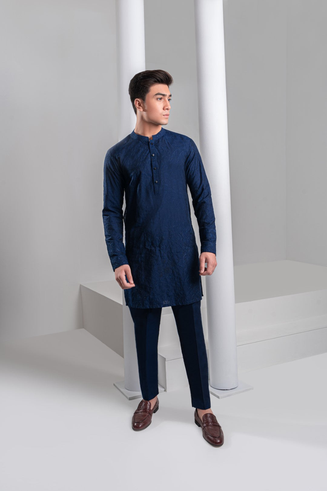 Navy Blue embroidered  kurta and trouser