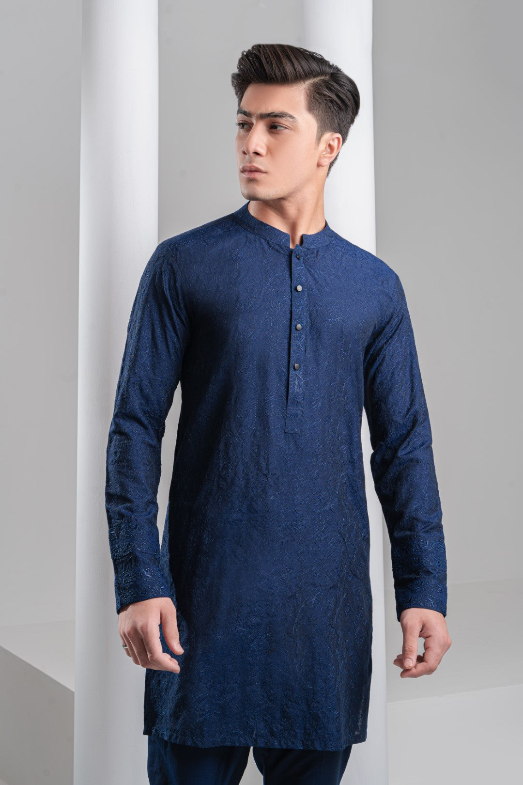 Navy Blue embroidered  kurta and trouser