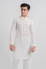 white cross design embroidered kurta and plain trouser.