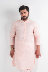 Soft pink embroidered kurta and plain trouser