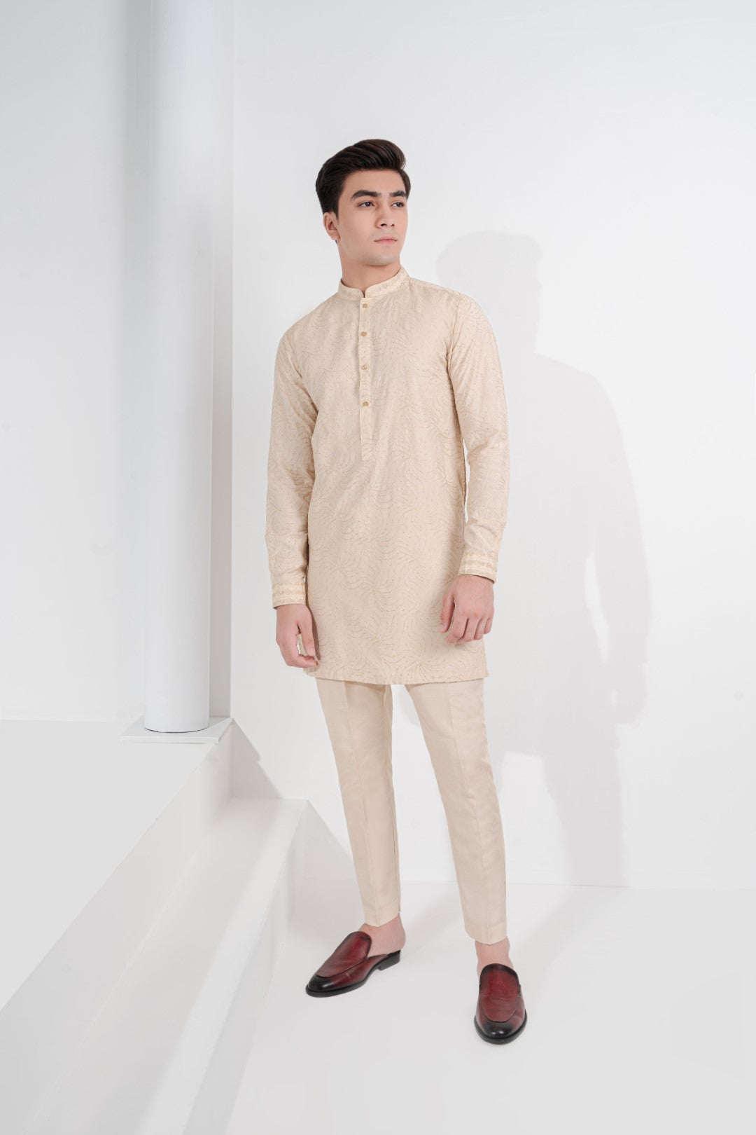 Made finsh gold embroidered kurta and trouser