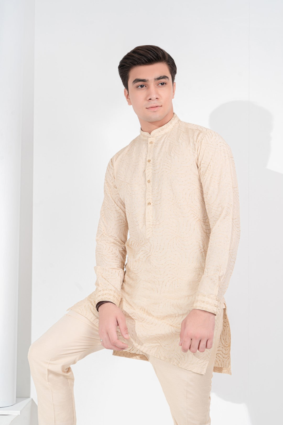 Made finsh gold embroidered kurta and trouser