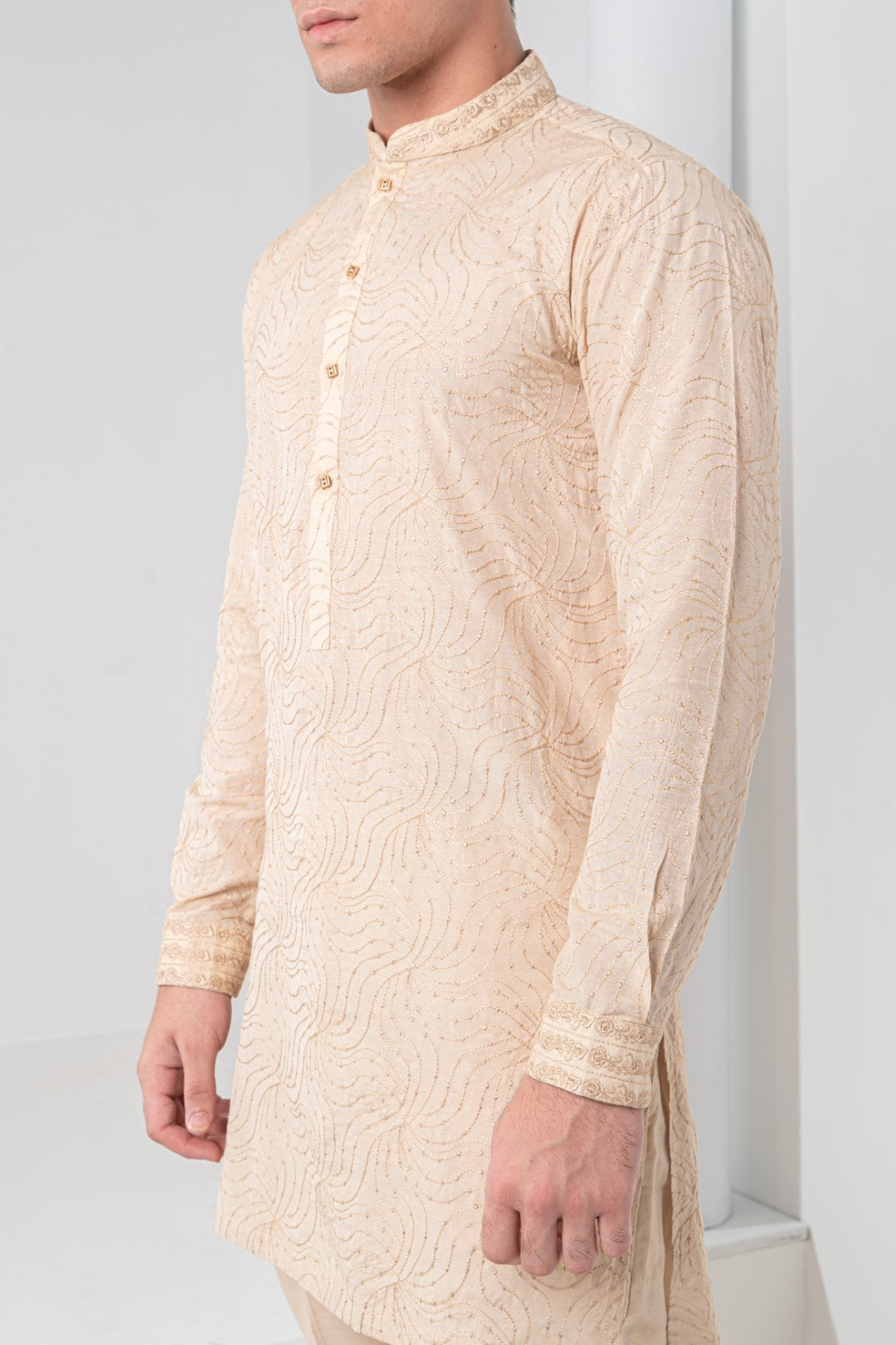 Made finsh gold embroidered kurta and trouser