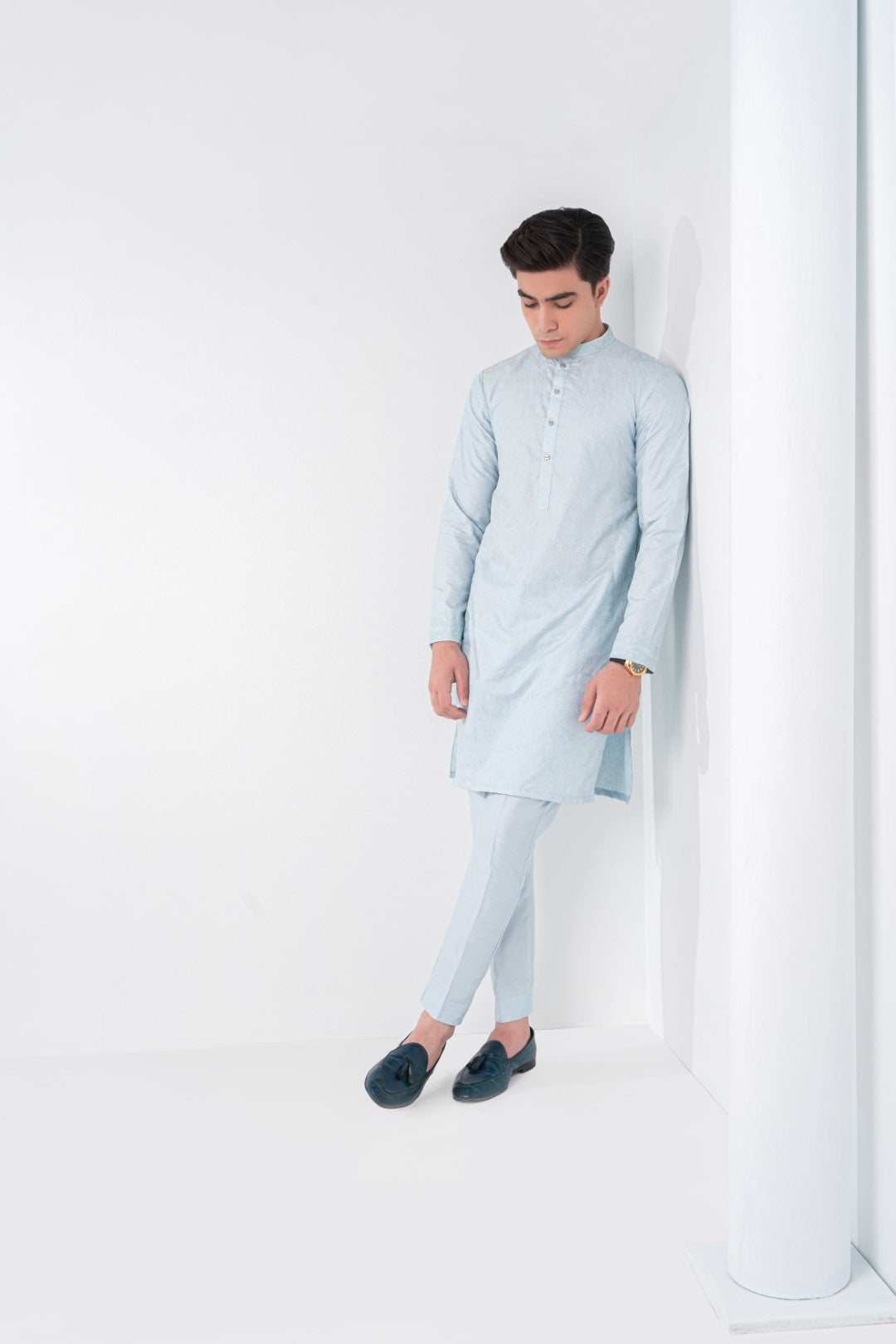 Sky blue embroidered kurta and trouser