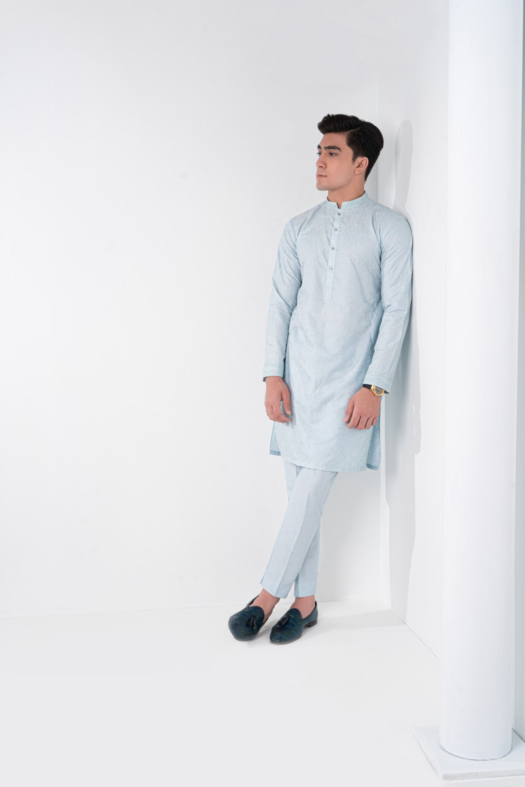 Sky blue embroidered kurta and trouser