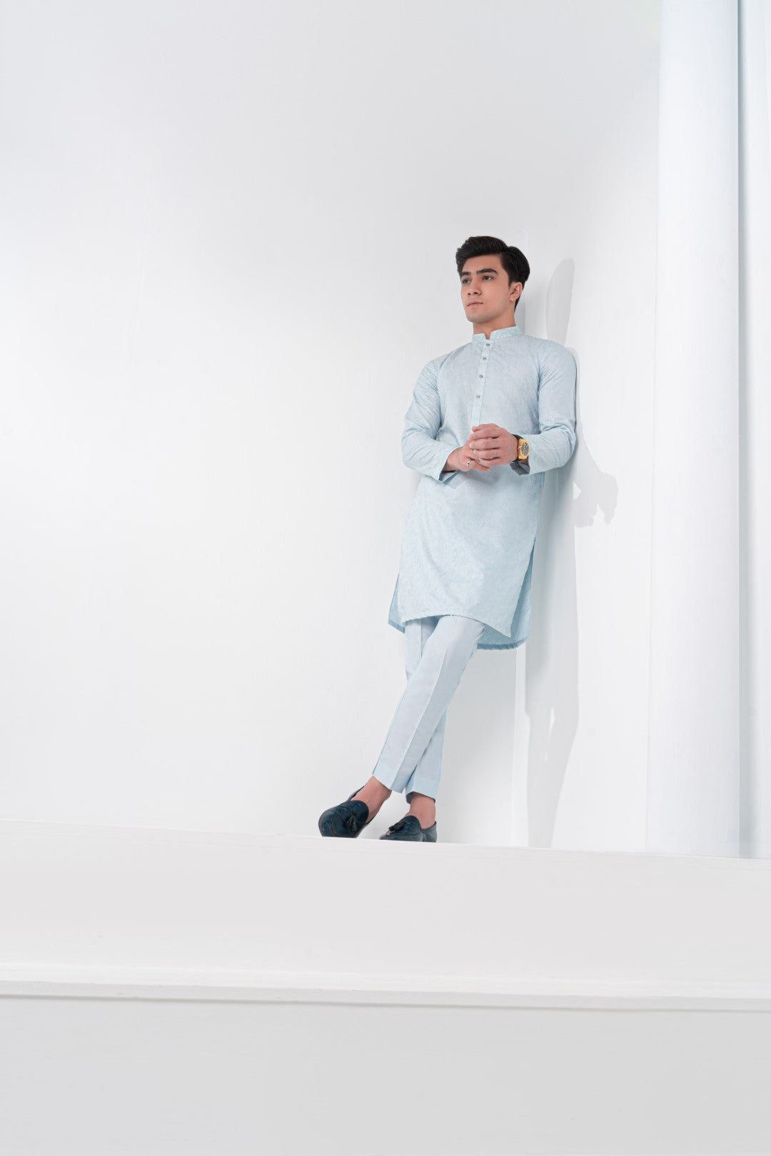 Sky blue embroidered kurta and trouser