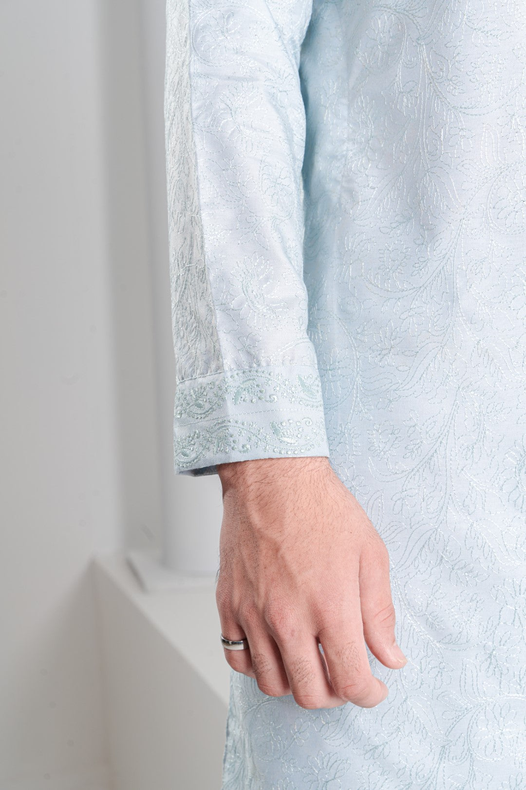 Sky blue embroidered kurta and trouser