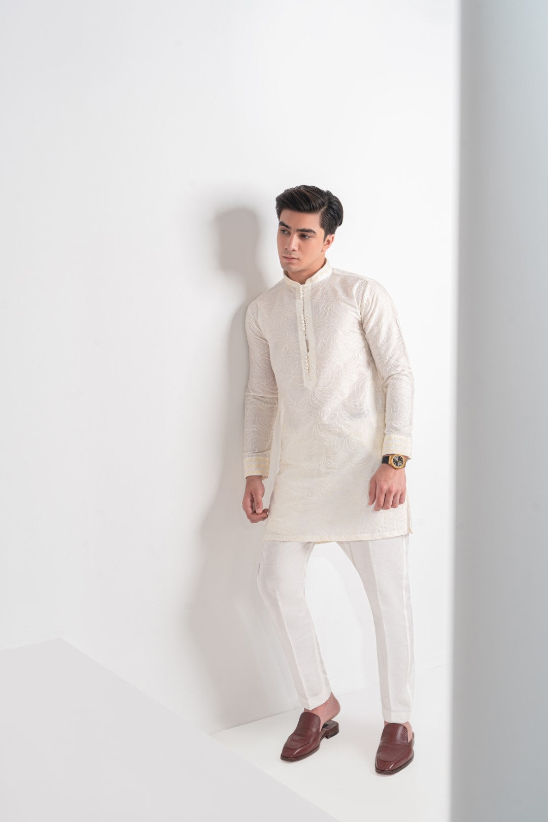 Off white embroidered Kurta And Trouser