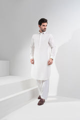 White satin cotton shalwar kameez